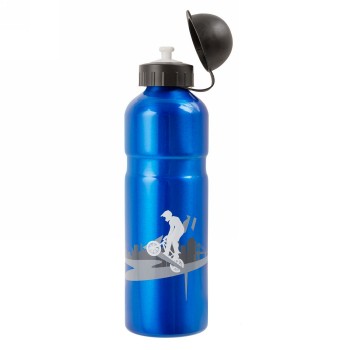 Aluminum water bottle (like 340290), 750 ccm, printed, with black cap closure with sealing lip, without holder - 1