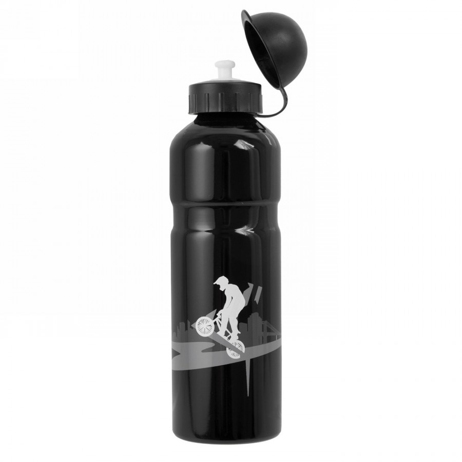 Aluminum water bottle (like 340290), 750 ccm, printed, with black cap closure with sealing lip, without holder - 5