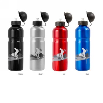 Aluminum water bottle (like 340290), 750 ccm, printed, with black cap closure with sealing lip, without holder - 6