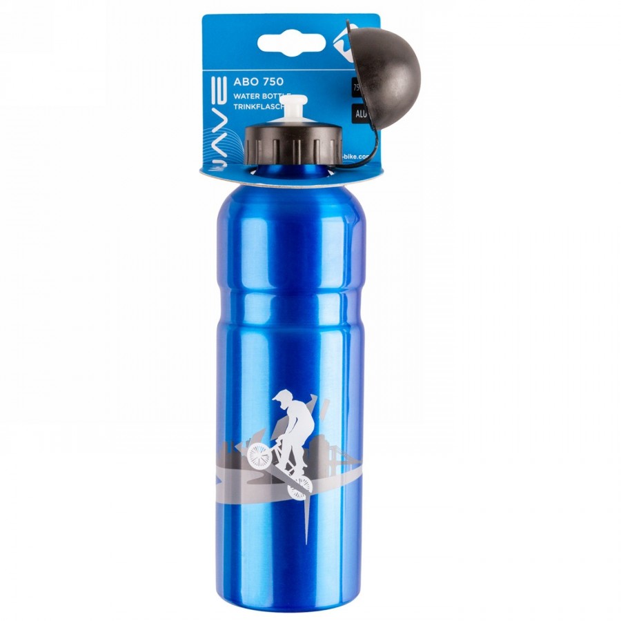 Aluminum water bottle (like 340290), 750 ccm, printed, with black cap closure with sealing lip, without holder - 7