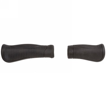 Pair of base 2 s comfort grip handles, anatomical shape, 95 mm right / 130 mm left, black, in pair on M-wave headstock. - 1