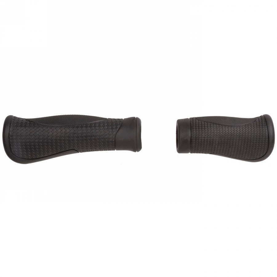 Par de puños base 2 s comfort grip, forma anatómica, 95 mm derecho / 130 mm izquierdo, negro, en pareja en la cabecera m-wave. -