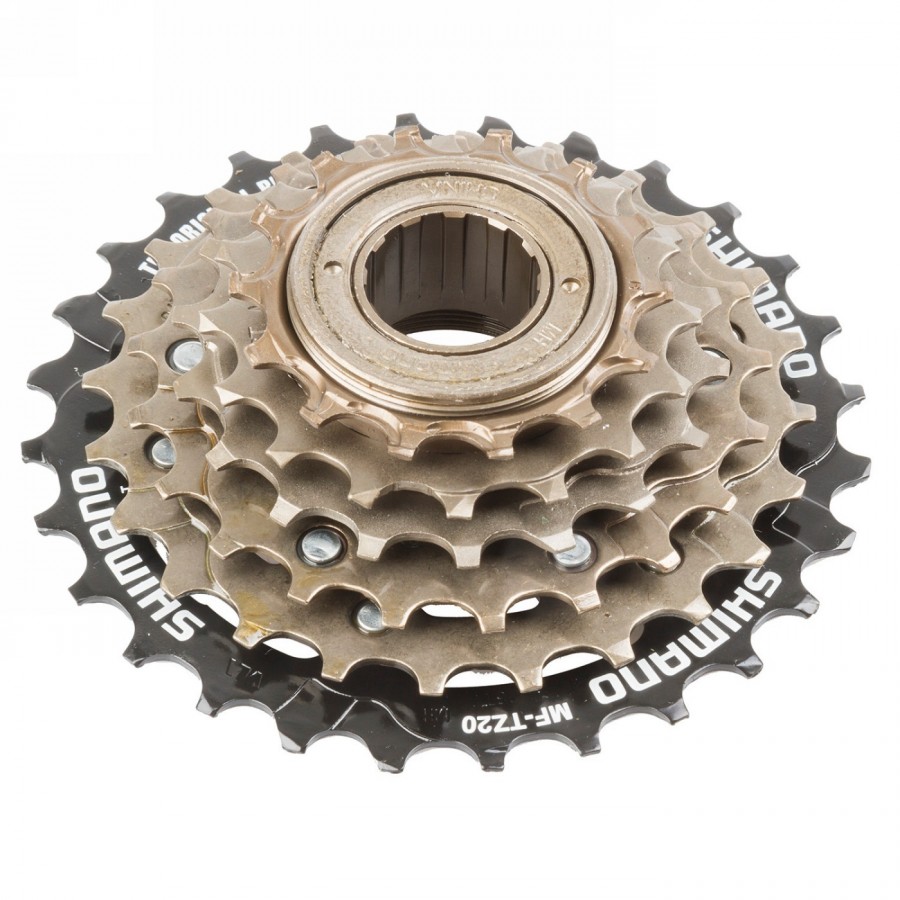 Freilaufzahnkranz, shimano sprocket, mf-tz500 tourney, 6-speed 14-16-18-21-24-28t brown und 28t black,oem - 1