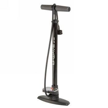 Floor pump m-wave 'air jet', steel, with 3.5' pressure gauge, with double head, with card - 1