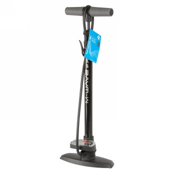 Floor pump m-wave 'air jet', steel, with 3.5' pressure gauge, with double head, with card - 3