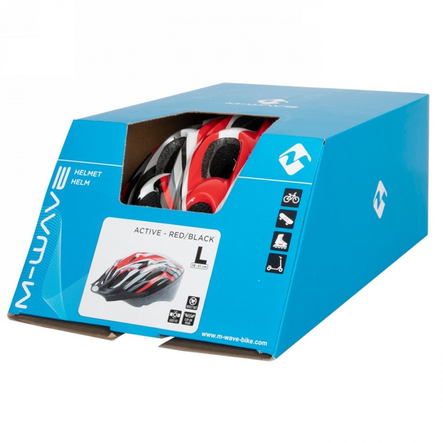 Helmet for adults/youths, active, design: red, size l 58 - 61 cm, with ring system, box - 9