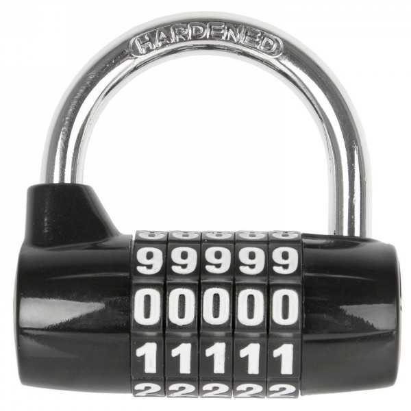 M-Wave padlock, with 5 numeric discs, black, 64 x 60 x 27 mm, mv - 1