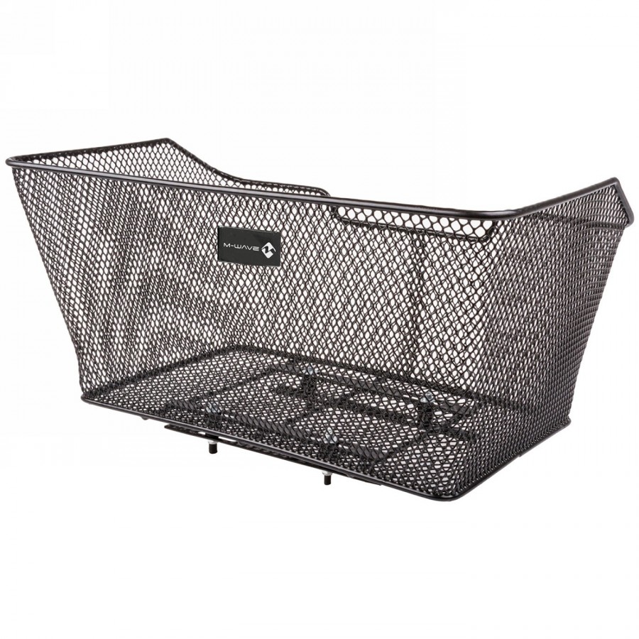 Panier en fil métallique ba-rm xxl m-wave, biseauté, pour l'arrière, 27.5 x 48.5 x 23/15 cm (lxlxh), noir, montage fixe en longu