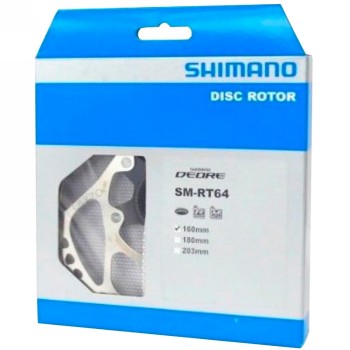 Disco de freno, shimano, sm-rt64, deore,s 160mm, c/anillo de bloqueo(dentado interno), ind.pack - 2