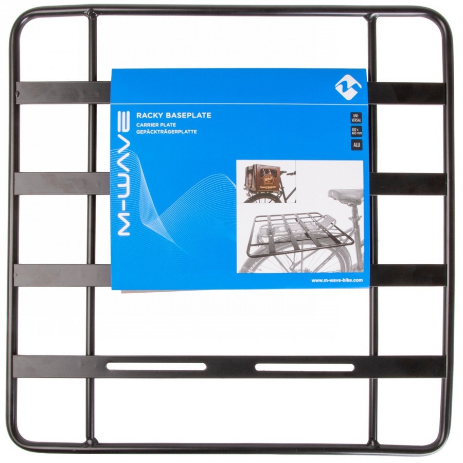 Carrier plate racky baseplate, material: aluminium alloy, black anodised, dimensions: 400 x 400 mm, incl. mounting material, on 