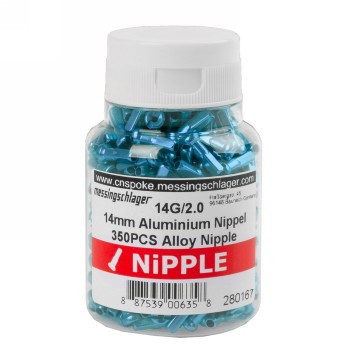 Spoke nipple, 14 mm (14g), aluminium, blue, 400 pcs. in box 1000 pcs. - 2