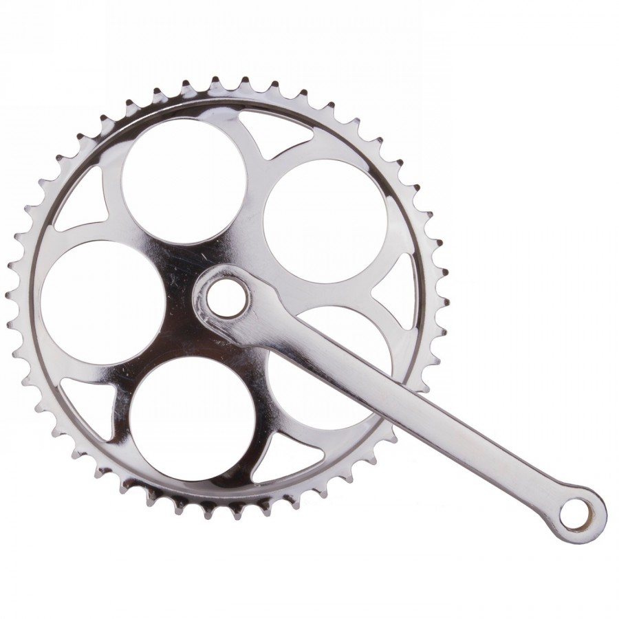 Crankset, 1-speed, 170 mm steel crank, steel chainring 46 t., jis, for wedge axle, chrome-plated, mv - 1