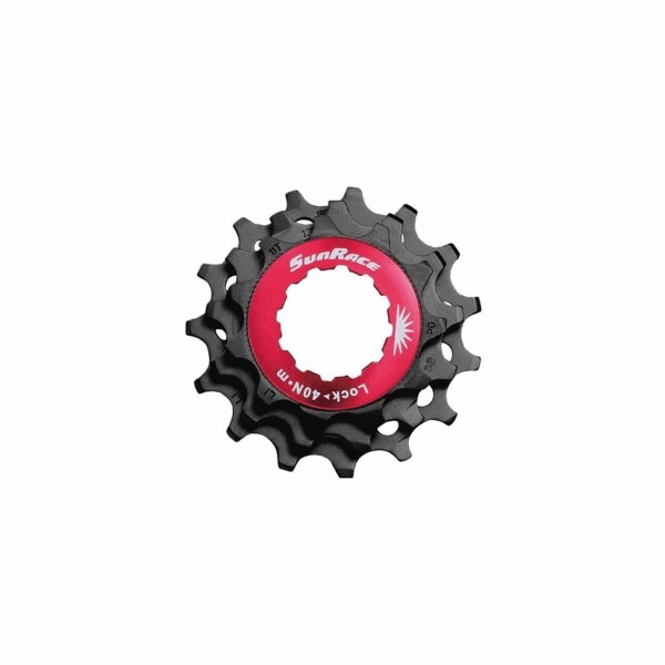 Kit lockring rosso+pignoni 12v in alluminio nero - corpetto shimano - 1 - Cassette - 4710944264142