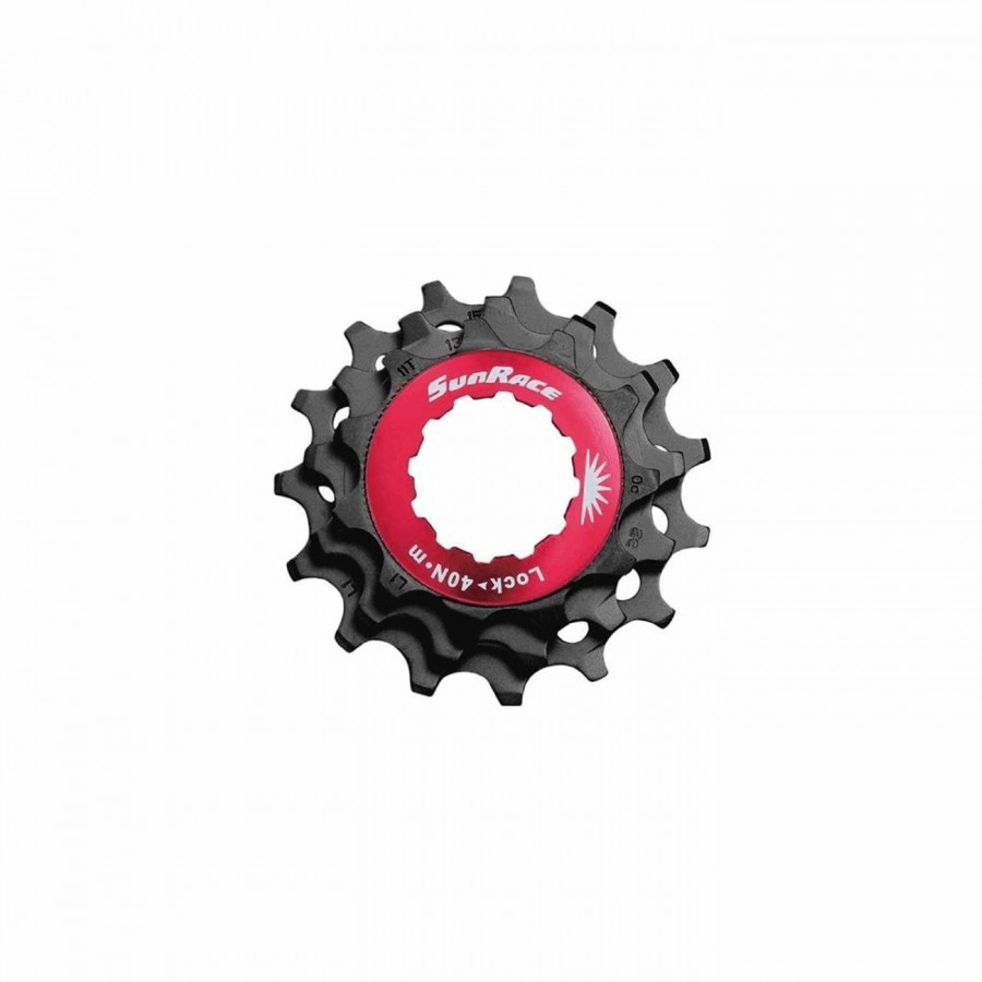 Kit ring lockring rouge + pignons 12v aluminium noir - corps shimano - 1