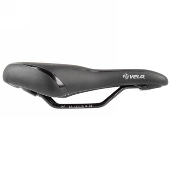 selle trekking, velo - fit traveller, s, 235 x 143 mm, noir brillant avec bandes argentées, sur carte - 2