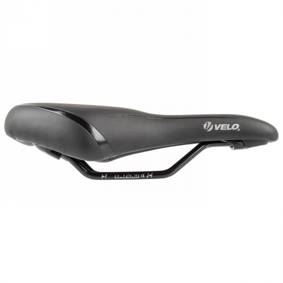 Trekking saddle, velo - fit traveller, s, 235 x 143 mm, shiny black with silver stripes, on card - 2