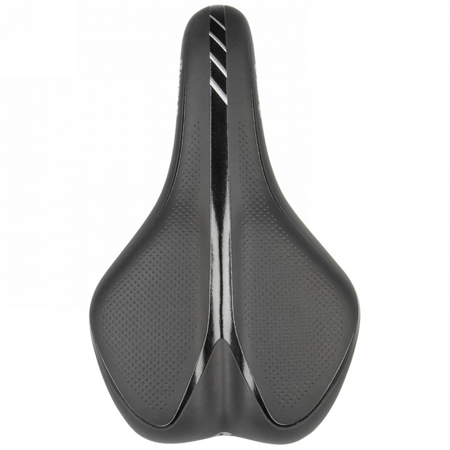 Trekking saddle, velo - fit traveller, s, 235 x 143 mm, shiny black with silver stripes, on card - 3