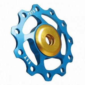 Anodized derailleur pulley 11 teeth in blue/gold aluminum - 1