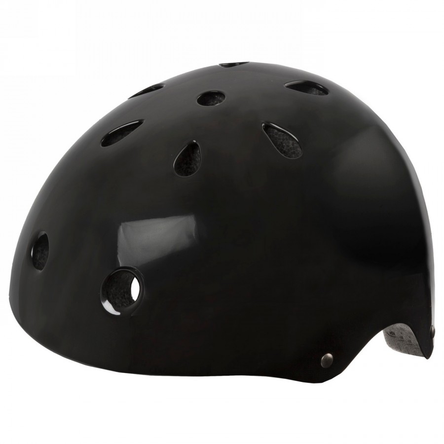 Casco per freestyle - skating - bmx - outdoor, lancio, design: nero lucido, taglia m 54 - 58 cm, con sistema ad anello, scatola 