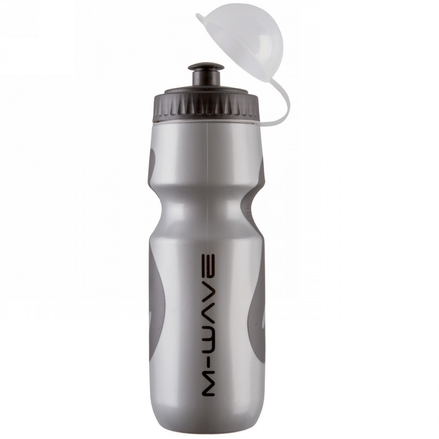 M-wave pbo 700-ns water bottle, made of plastic, 650 - 700 ccm, silver, with black cap and transparent cover cap, black - 1