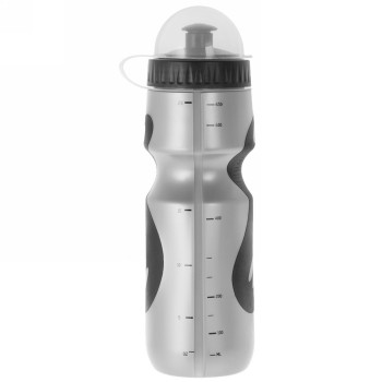 M-wave pbo 700-ns water bottle, made of plastic, 650 - 700 ccm, silver, with black cap and transparent cover cap, black - 2