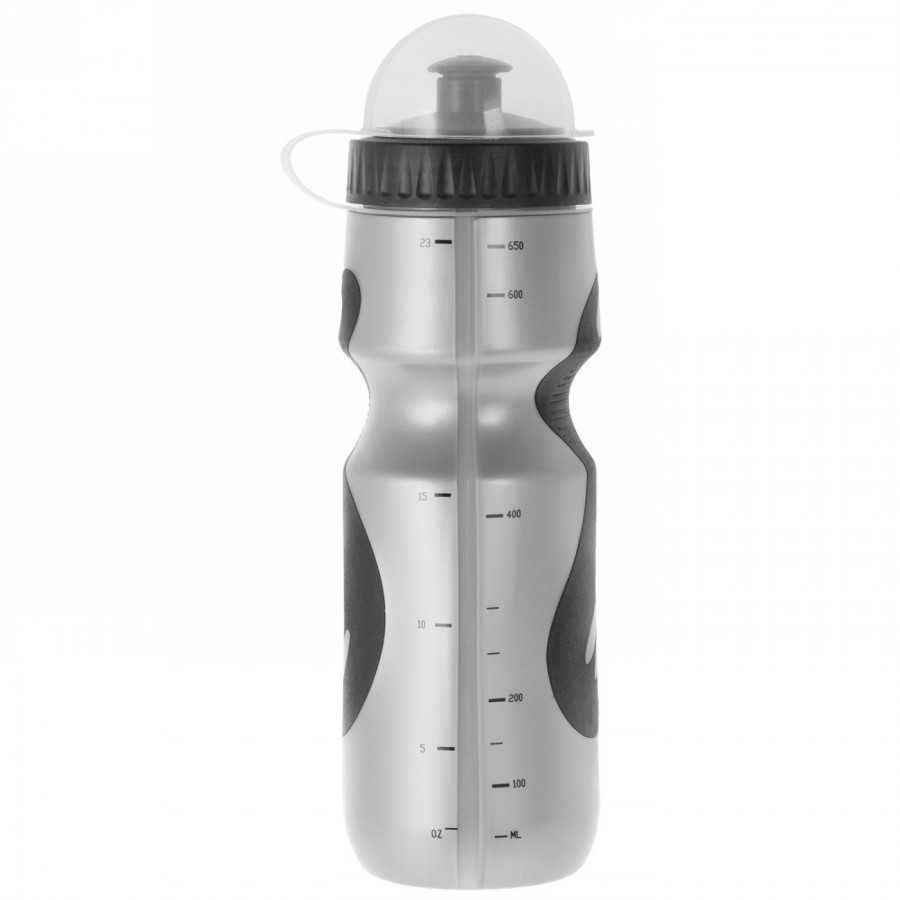 M-wave pbo 700-ns water bottle, made of plastic, 650 - 700 ccm, silver, with black cap and transparent cover cap, black - 2