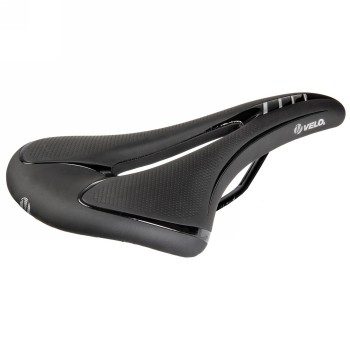 Road/mtb saddle, velo - fit athlete fc, m, 276 x 145 mm, black with silver stripes, on card - 1