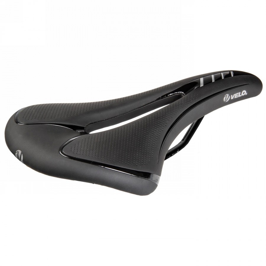 Road/mtb sattel, velo - fit athlete fc, m, 276 x 145 mm, schwarz mit silbernen streifen, auf karte - 1