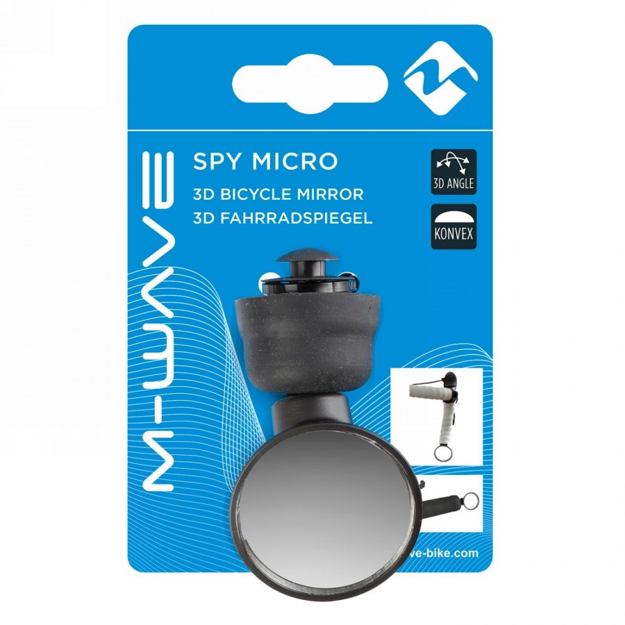 Espejo de bicicleta 'micro spion', 35 mm de diámetro, ajustable, montable como tapón de manillar, en tarjeta m-wave - 5