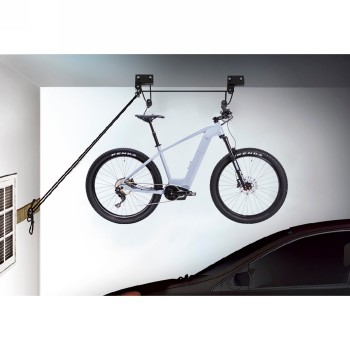 m-wave bike lift strong, noir, avec crochets de fixation recouverts de caoutchouc pour éviter de rayer le vélo. - 2