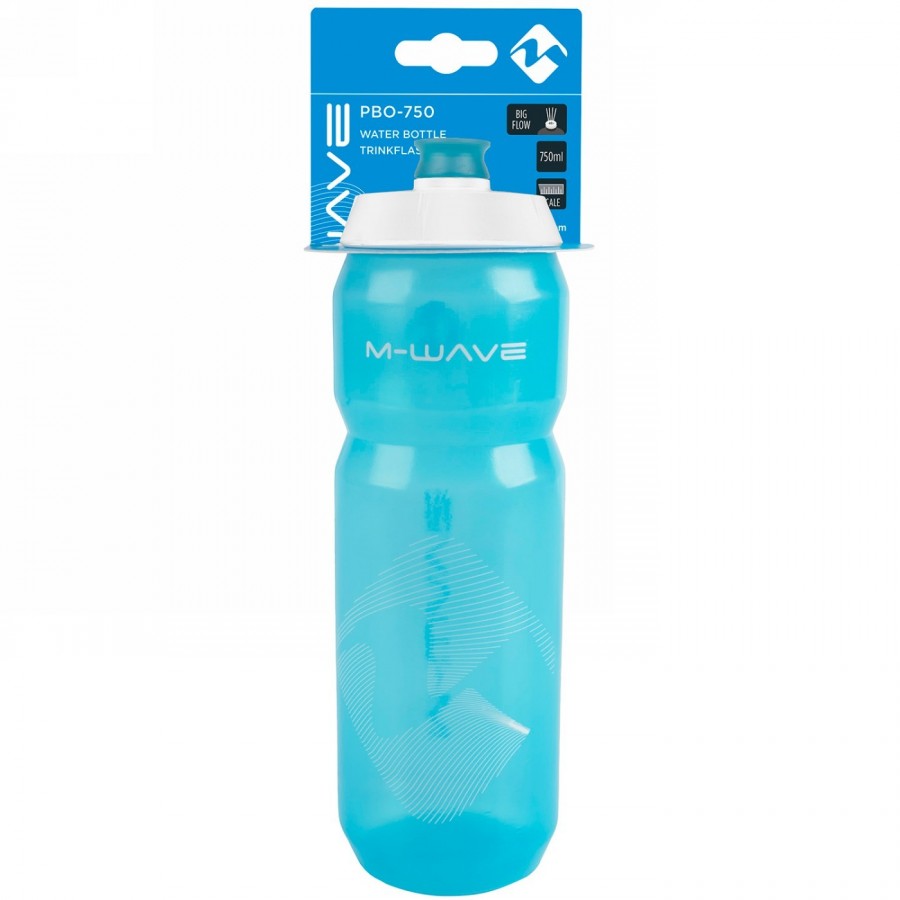 Bouteille M-wave, plastique, 750 ml, bleu transparent/blanc/bleu transparent, sur carton - 4