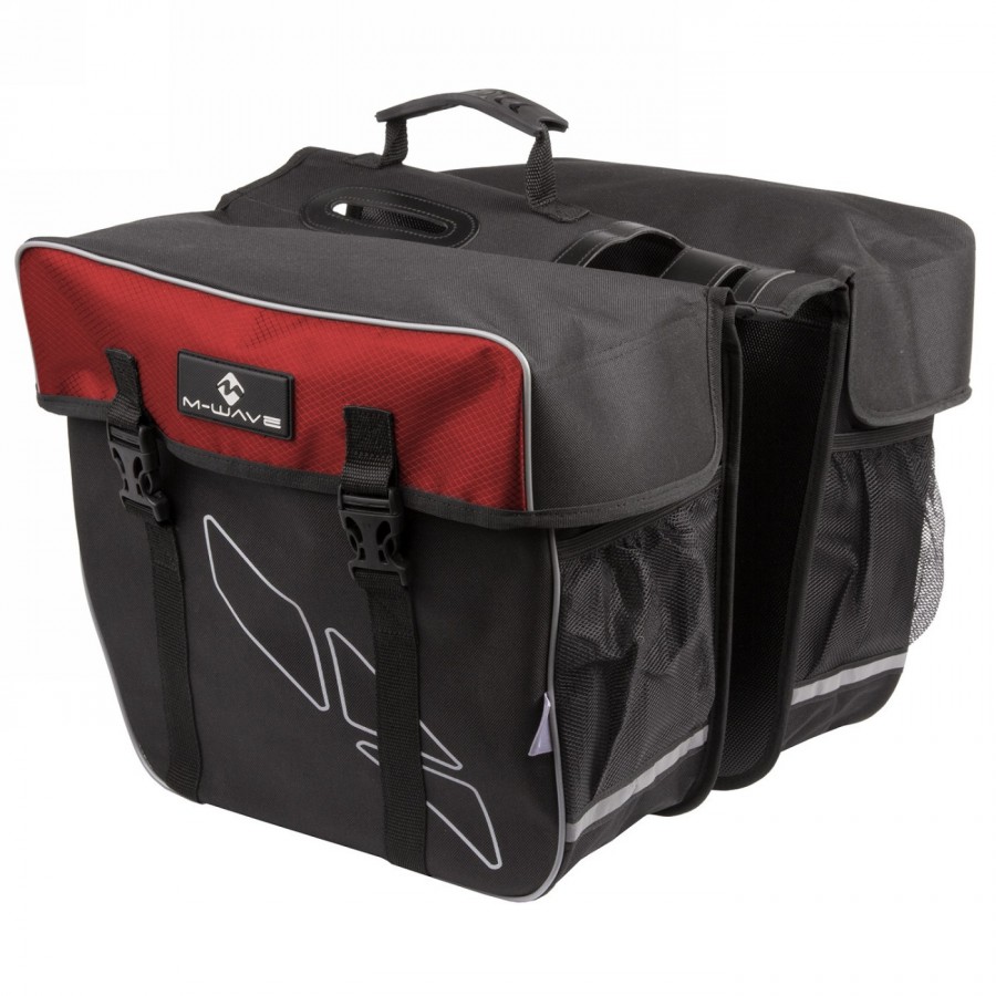 Carrier bag 'm-wave amsterdam double', polyester 600 d, black/red, total width approx. 50 cm, pockets: 34 x 17 x 30 cm - 1