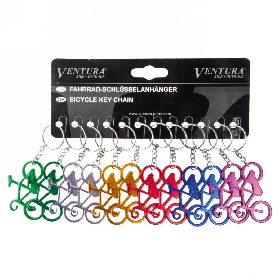 Key ring, aluminium, 1 set of 12, assorted colours - 8