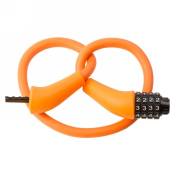 Shape-retaining combination cable lock, m-wave 'd 12.9 mem', orange, with 4 number discs, on card - 2