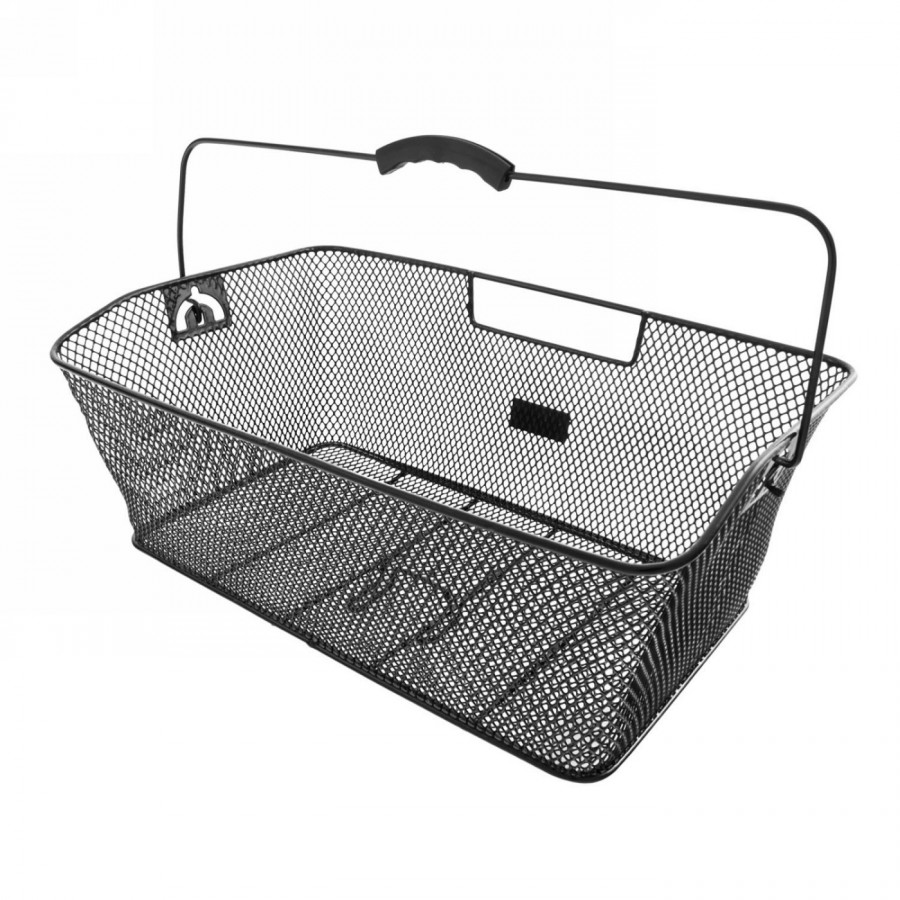 Briefcase and school bag basket m-wave, approx. 50.5x30x20/17 cm (wxlxh), black, fine mesh, plastic handle - 1