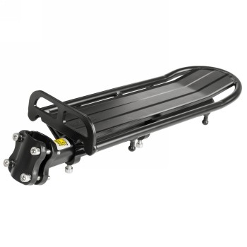 Luggage carrier for seat post, aluminium, black, with sliding platform, with clamp for seat post, with 4 - 1