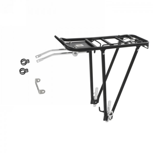 Luggage carrier, 'screw - on ii a', aluminium, adjustable, for 26/28', made of sturdy aluminium square tube, with reflector brac