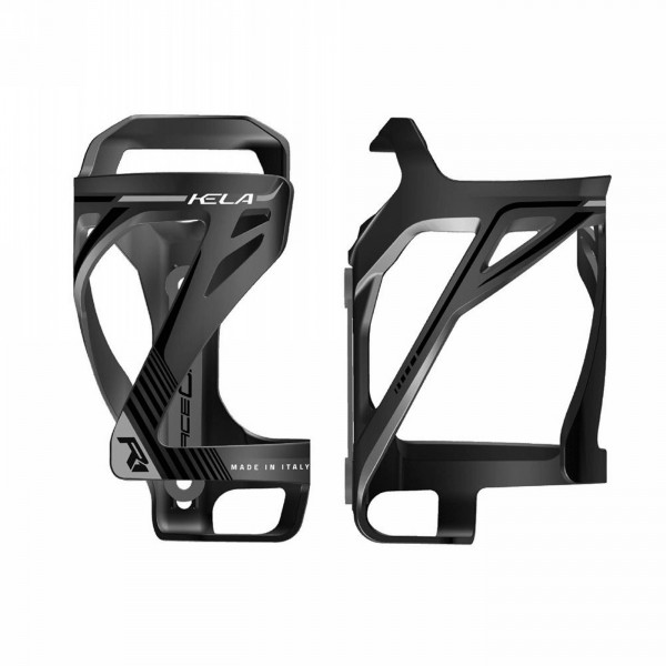 Kela bottle cage in black/silver polycarbonate - side entry - 1