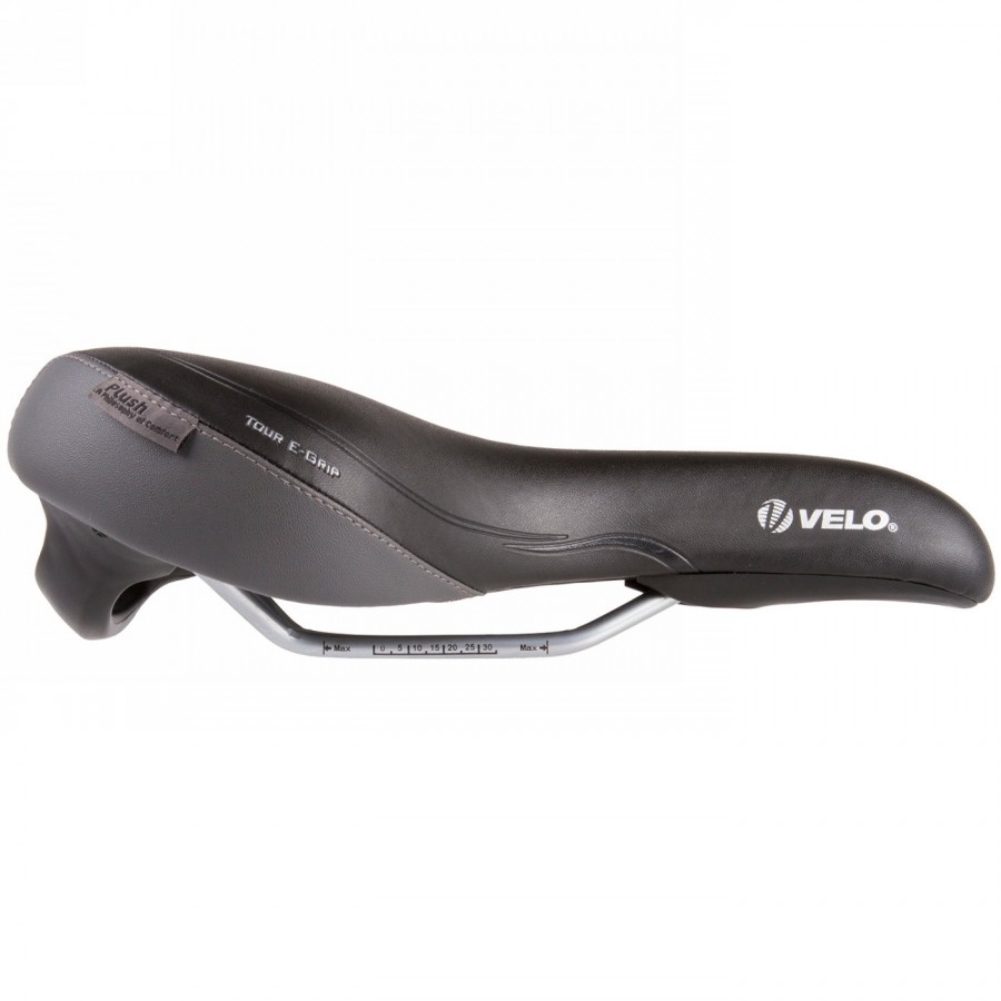 Saddle velo plush, tour e-grip m, for men, 287 x 190 mm, black, with handle, map - 3