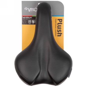 Saddle velo plush, tour e-grip m, for men, 287 x 190 mm, black, with handle, map - 6