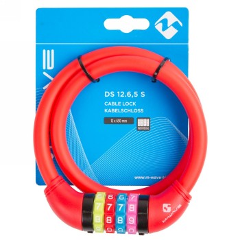 Cadenas à combinaison M-Wave 'ds 12.6,5 s', avec revêtement en silicone, 650 x 12 mm, rouge, sur carte - 3