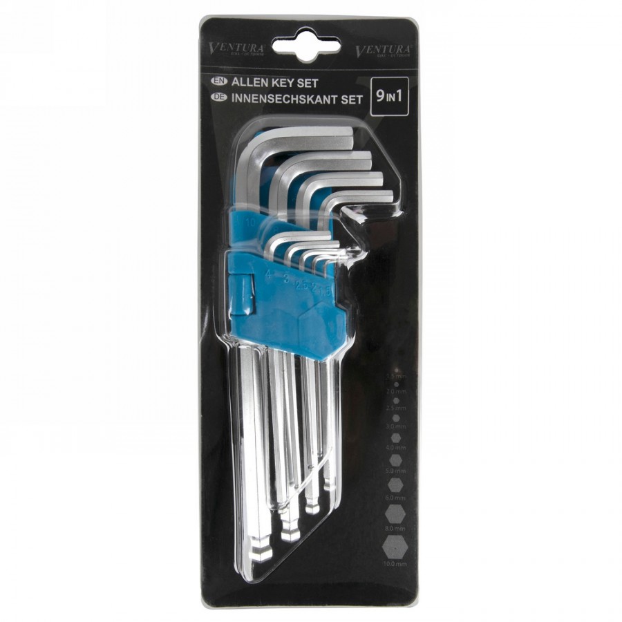 Allen key set, ventura, 1.5/2/2.5/3/4/5/6/8/10 mm, steel, in blister pack - 3