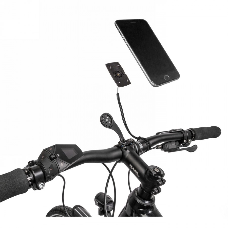 Universal mounting plate davenport plug, for attaching mobile phones, devices etc. to garmin mount, plastic, black, with 3m - 3