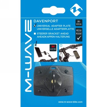 Universal mounting plate davenport plug, for attaching mobile phones, devices etc. to garmin mount, plastic, black, with 3m - 4