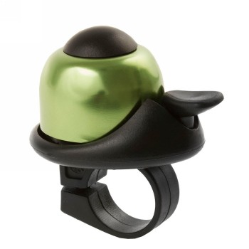 Mini bell m-wave, aluminium green / black plastic base, with holder for handlebars, on card - 1