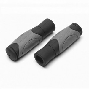 130mm dual color black/grey mtb rubber grips - 1