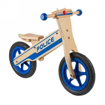 Wooden racing and running bicycle, 'police', height-adjustable saddle, without support wheels, ek. - 1