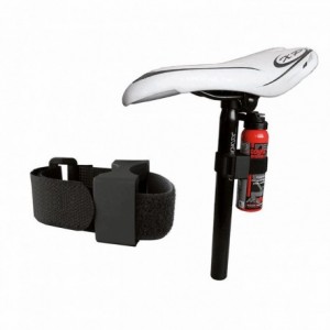 Support for inflate and repair canister with attachment to the saddle - 1