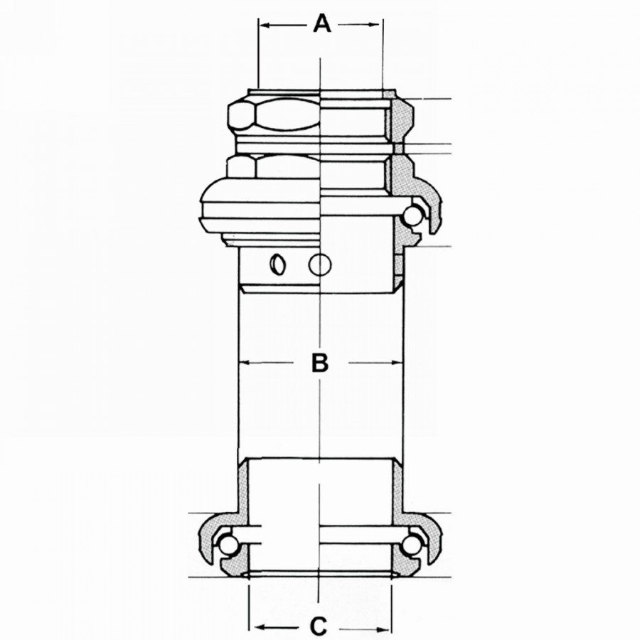 Halbintegriertes Steuersatz zs44/44 t c m-wave, 1,1/8', Aluminium, schwarz, Industrielager 41,8 mm x 45°, Kegel 30,0 mm, ek - 3