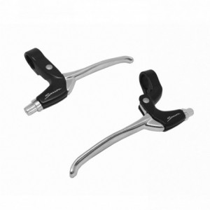 Pair of brake levers v-brake 4 fingers black / silver for com. dx - 2